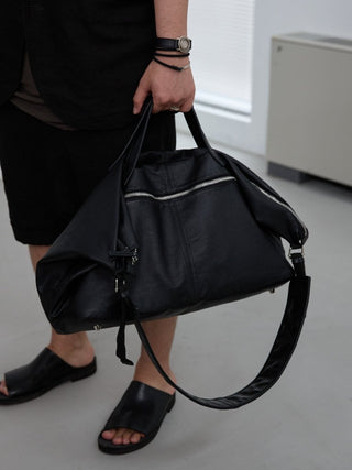 FRONT ZIP LEATHER TRAVEL BAG [LĀVE LEATHER]