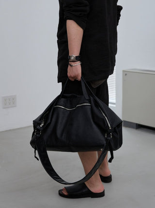 FRONT ZIP LEATHER TRAVEL BAG [LĀVE LEATHER]