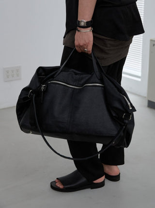 FRONT ZIP LEATHER TRAVEL BAG [LĀVE LEATHER]