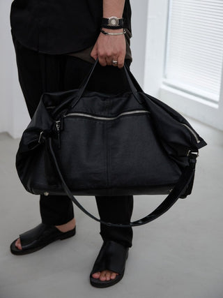 FRONT ZIP LEATHER TRAVEL BAG [LĀVE LEATHER]
