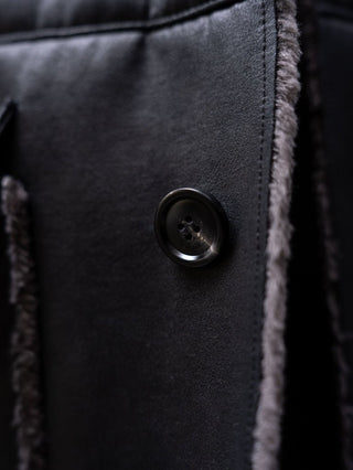 HIGH-END FAUX MOUTON COAT [BLACK/GRAY]