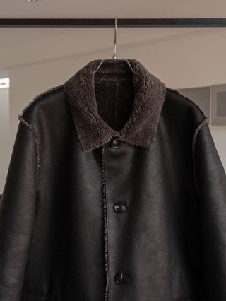 HIGH-END FAUX MOUTON COAT [BLACK/GRAY]