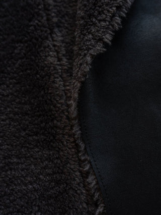 HIGH-END FAUX MOUTON COAT [BLACK/GRAY]