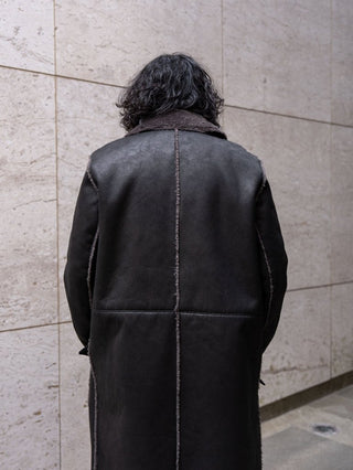 HIGH-END FAUX MOUTON COAT [BLACK/GRAY]