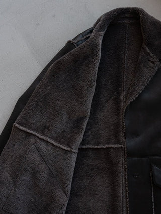 HIGH-END FAUX MOUTON COAT [BLACK/GRAY]