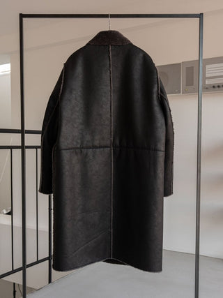 HIGH-END FAUX MOUTON COAT [BLACK/GRAY]