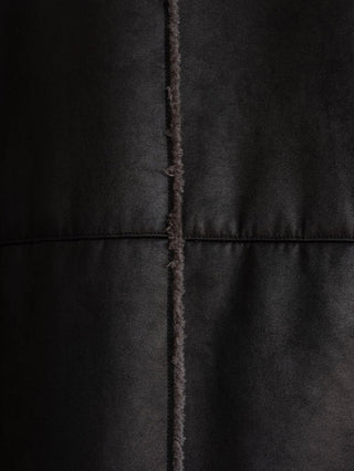 HIGH-END FAUX MOUTON COAT [BLACK/GRAY]
