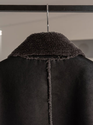 HIGH-END FAUX MOUTON COAT [BLACK/GRAY]