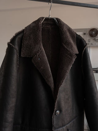 HIGH-END FAUX MOUTON COAT [BLACK/GRAY]