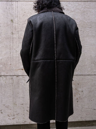 HIGH-END FAUX MOUTON COAT [BLACK/GRAY]