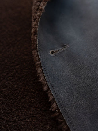 HIGH-END FAUX MOUTON COAT [GRAY/BROWN]