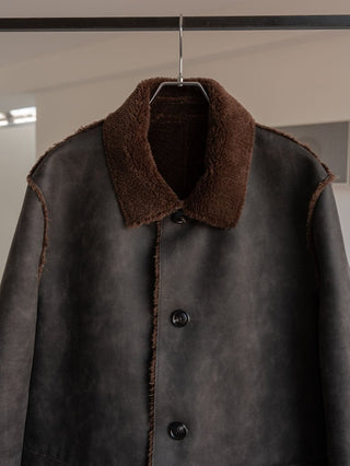 HIGH-END FAUX MOUTON COAT [GRAY/BROWN]