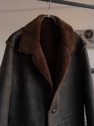 HIGH-END FAUX MOUTON COAT [GRAY/BROWN]