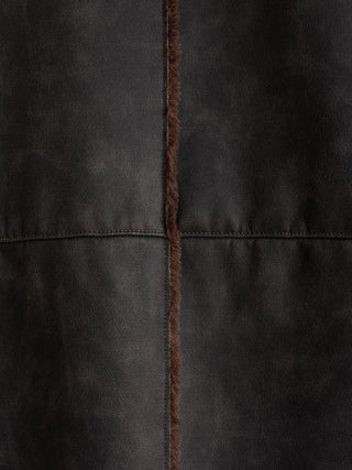 HIGH-END FAUX MOUTON COAT [GRAY/BROWN]