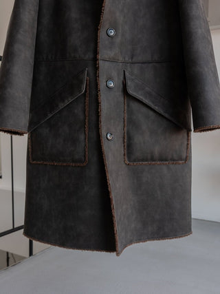HIGH-END FAUX MOUTON COAT [GRAY/BROWN]