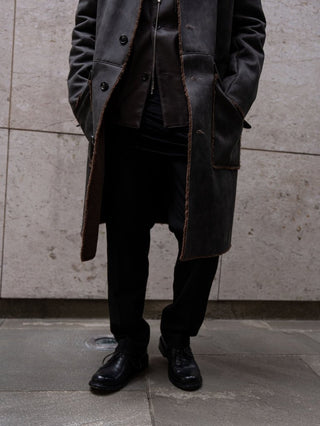 HIGH-END FAUX MOUTON COAT [GRAY/BROWN]