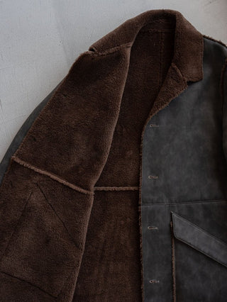HIGH-END FAUX MOUTON COAT [GRAY/BROWN]