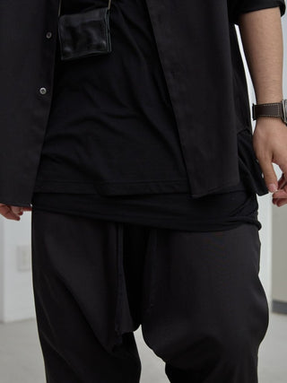 LAYERED SHEER T - SHIRT [BLACK]