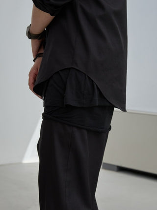 LAYERED SHEER T - SHIRT [BLACK]