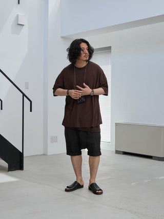 LAYERED SHEER T - SHIRT [BROWN]