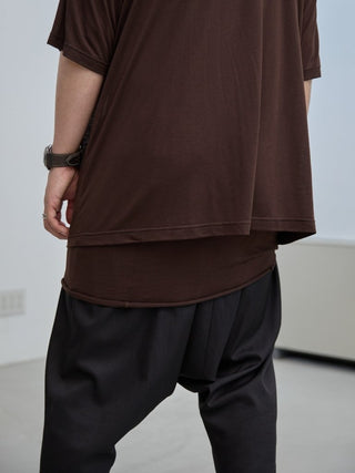 LAYERED SHEER T - SHIRT [BROWN]