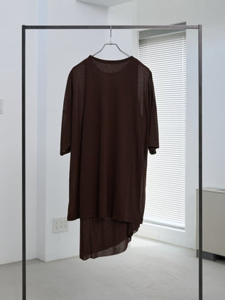 LAYERED SHEER T - SHIRT [BROWN]