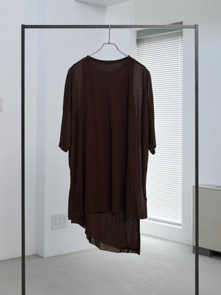 LAYERED SHEER T - SHIRT [BROWN]
