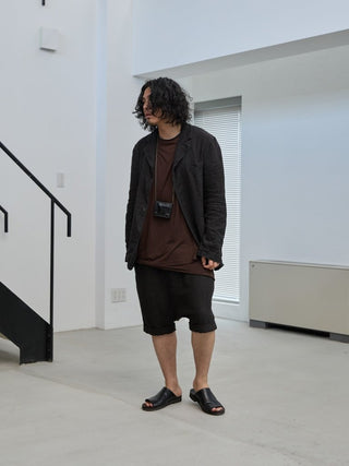 LAYERED SHEER T - SHIRT [BROWN]