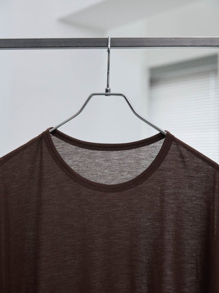 LAYERED SHEER T - SHIRT [BROWN]