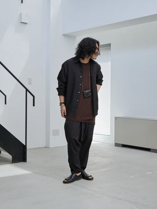 LAYERED SHEER T - SHIRT [BROWN]