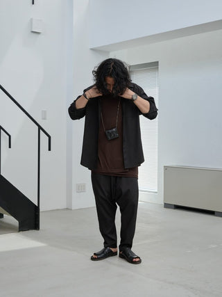 LAYERED SHEER T - SHIRT [BROWN]