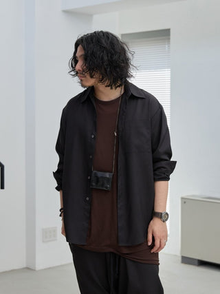 LAYERED SHEER T - SHIRT [BROWN]