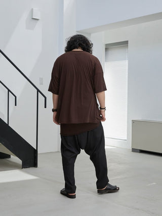 LAYERED SHEER T - SHIRT [BROWN]