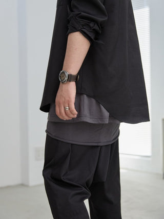 LAYERED SHEER T - SHIRT [GRAY]