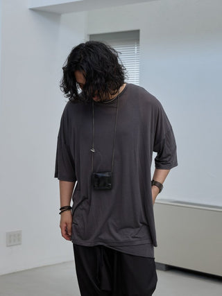 LAYERED SHEER T - SHIRT [GRAY]