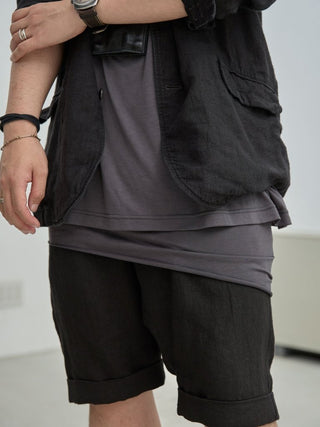 LAYERED SHEER T - SHIRT [GRAY]