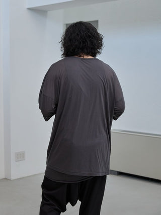 LAYERED SHEER T - SHIRT [GRAY]