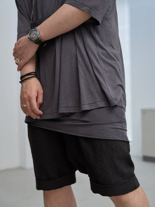 LAYERED SHEER T - SHIRT [GRAY]