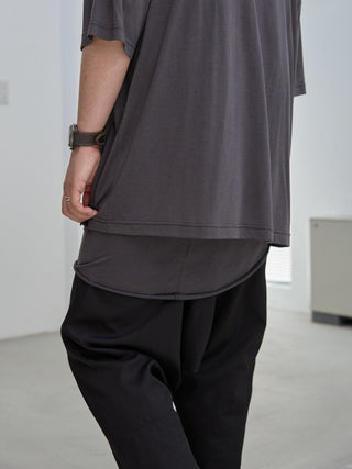 LAYERED SHEER T - SHIRT [GRAY]