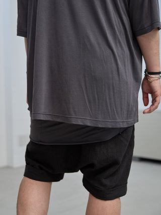 LAYERED SHEER T - SHIRT [GRAY]