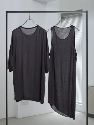 LAYERED SHEER T - SHIRT [GRAY]