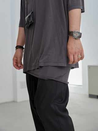 LAYERED SHEER T - SHIRT [GRAY]