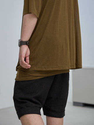 LAYERED SHEER T - SHIRT [KHAKI]