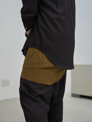 LAYERED SHEER T - SHIRT [KHAKI]