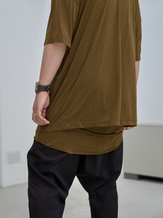 LAYERED SHEER T - SHIRT [KHAKI]