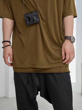 LAYERED SHEER T - SHIRT [KHAKI]