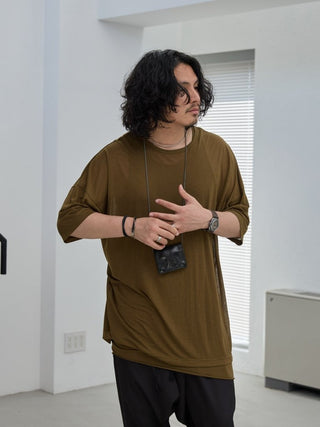 LAYERED SHEER T - SHIRT [KHAKI]