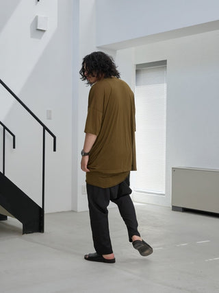 LAYERED SHEER T - SHIRT [KHAKI]