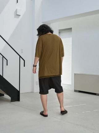 LAYERED SHEER T - SHIRT [KHAKI]