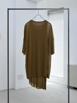 LAYERED SHEER T - SHIRT [KHAKI]
